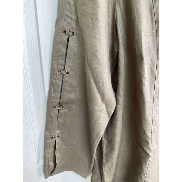 Richard Malcolm Woman Irish Linen Button Front Army Green 1X Lagen Boxy Boho - Picture 2 of 9